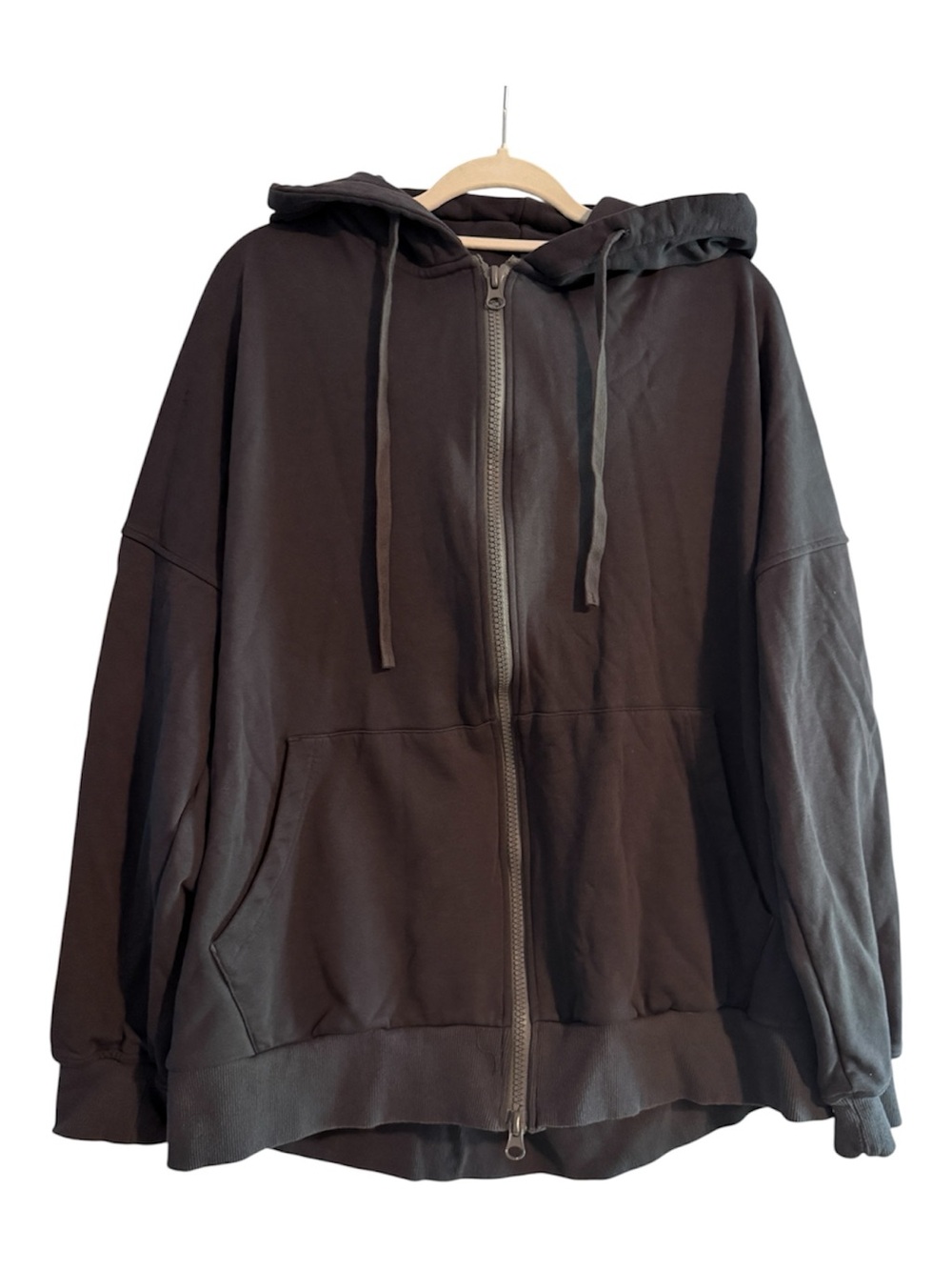 Lattelier Oversized Full-Zip Hoodie Charcoal Grey XS